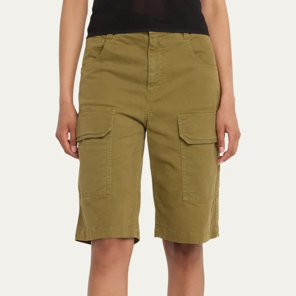 Nili Lotan Lucca Cargo Shorts, size O, olive green, NWT